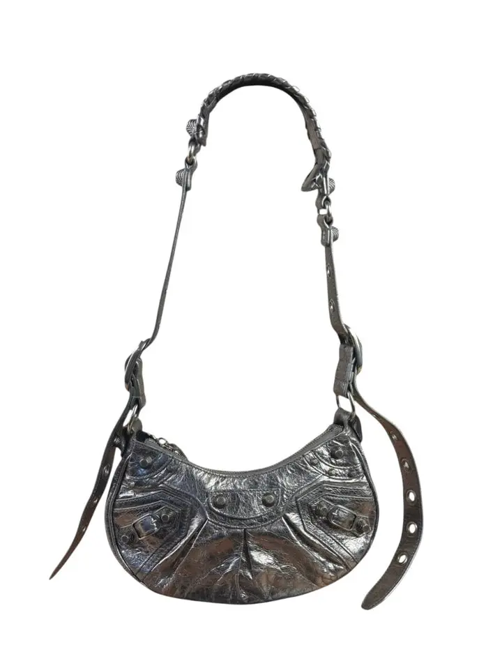 Pre-owned leather Shoulder Bags Balenciaga Silver Le Cagole Shoulder Bag