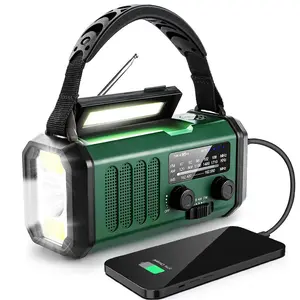 Solar Emergency Radio, 10000mAh Hand Crank Radio, NOAA AM FM Weather Radio with Flashlight & Reading Lighting Lamp, Phone Charger for Emergency, Rechargeable Led Flashlight