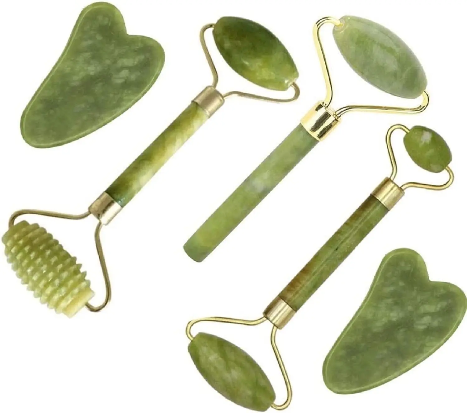 Jade Roller & Gua Sha Set 5 in 1 Facial Massager Tools - Jade Gua Sha Facial Massager Set with Roller for Face Sculpting & Skin Care | Jade Gua Sha Facial Massager Set with Roller for Face Sculpting & Skin Care