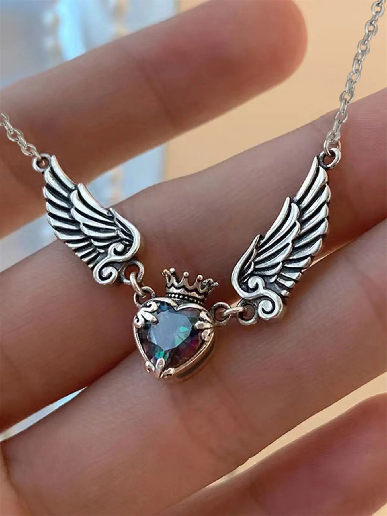 1 PC Gorgeous Cubic Zirconia Angel Wings Necklace Pendant For Women Valentine's Day Gift Wedding Jewelry Chic Gorgeous Jewelry