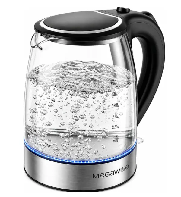 MEGAWISE Electric Kettle 1.8L, High Power Fast Boiling Hot Water Boiler, Auto Shut-Off, BPA-Free Food-Grade Material, Tea Kettle for Kitchen Home Office Coffee Tea