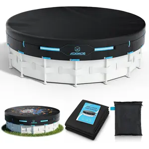 18ft Above Ground Pool Cover with Metal Buckle Straps, 420D Oxford Fabric for All Season Use - Tear Resistant, UV & Dust Proof