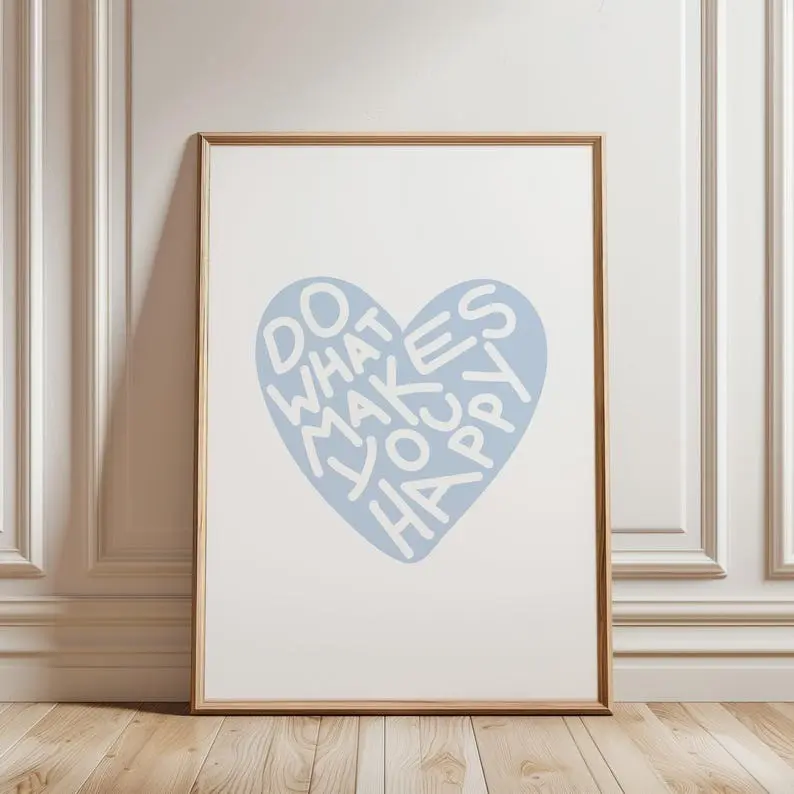 Heart Wall Art, Light Blue and White Prints, Trendy Wall Prints, College Dorm Decor, Blue Posters, Aesthetic Art Prints