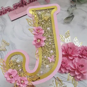 Letter Shaker Cake topper with Paper Flowers and Butterflies - Customizable Design for Birthday cake - Party decorations