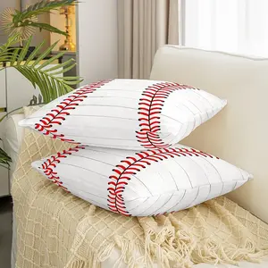 Baseball Square Cushion Covers,Set of 2 Set 24 x 24-Inch Sports Theme Game Reversible Throw Pillow Covers, Baseball Gaming Pillow Covers