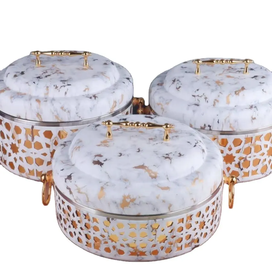 MiraRabel Luxury Patterned Food Warmer (Set of 3)