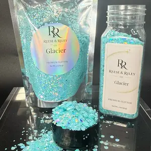 Reese & Riley Glacier Premium Blue Holographic Glitter Chunky Mix for Resin Art Tumblers Nails Freshies Slime DIY Crafts Kids Art Projects