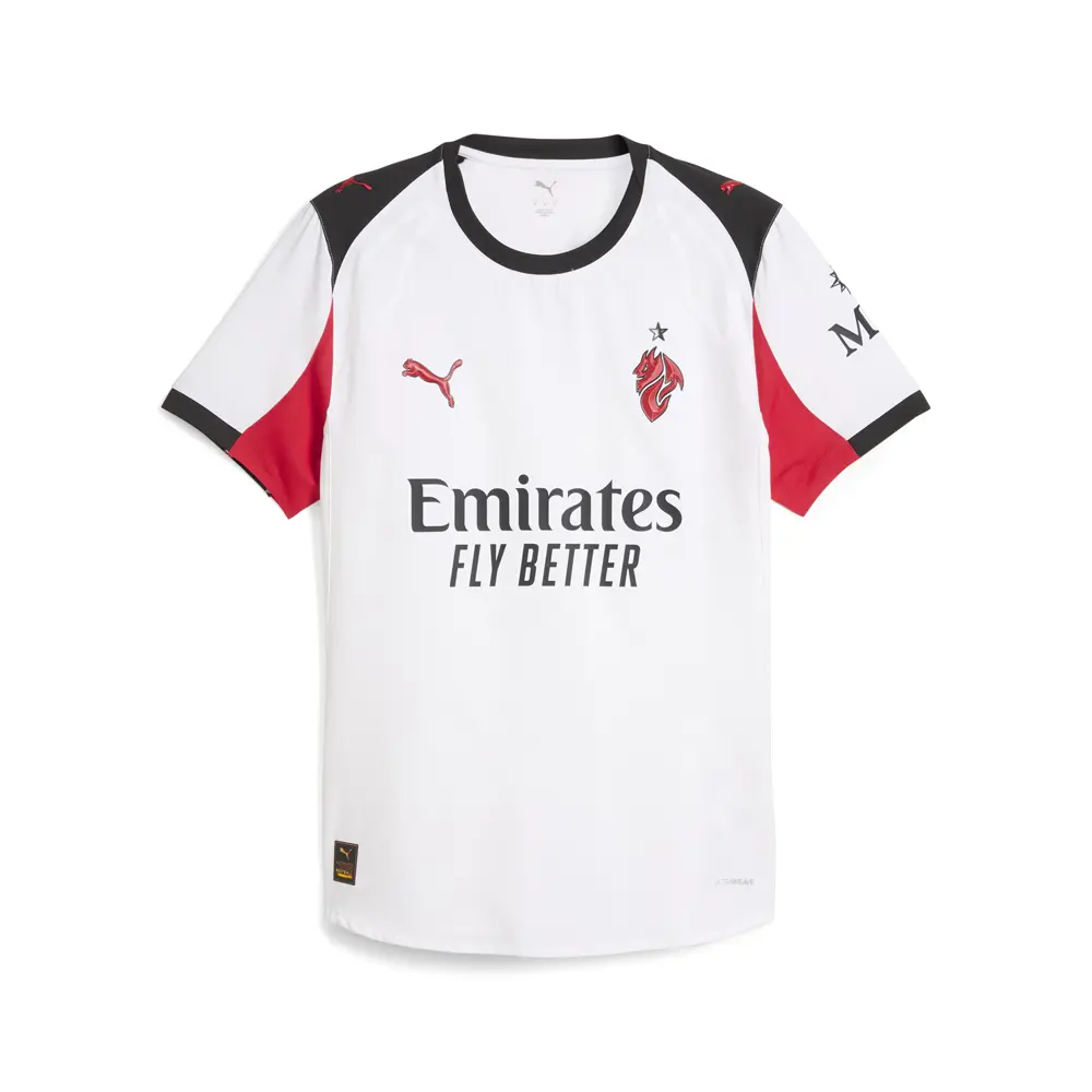 PUMA Mens Ac Milan Crew Neck Short Sleeve Away Jersey Authentic Casual - White PUMA Mens Ac Milan Crew Neck Short Sleeve Away Jersey Authentic Casual - White