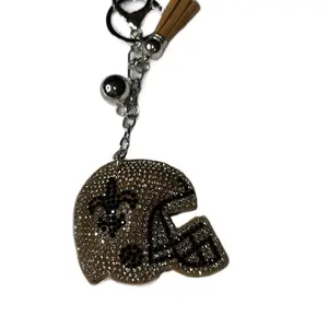 N.O. Team Football Helmet Bag Chain or Keychain with Sparkling Design and Secure Chain Attachment