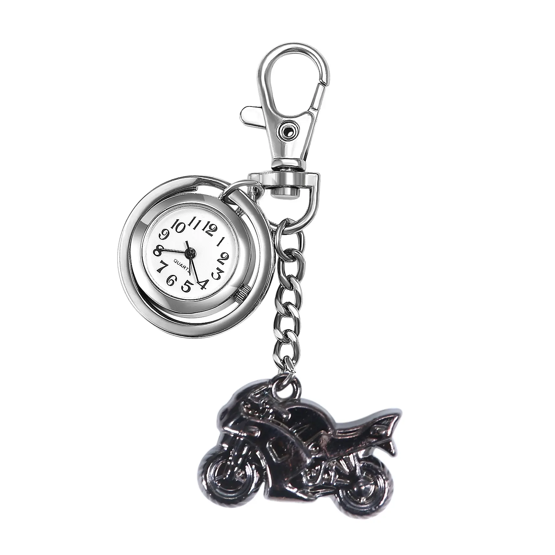 OIDEA Biker Style Motorcycle Pocket Watch, Unisex Alloy Carabiner Clip Fob Watch with Quartz Movement for Backpacks & Keychains, Motorcycle Accessories, Motorsport Pocket & Fob Watches