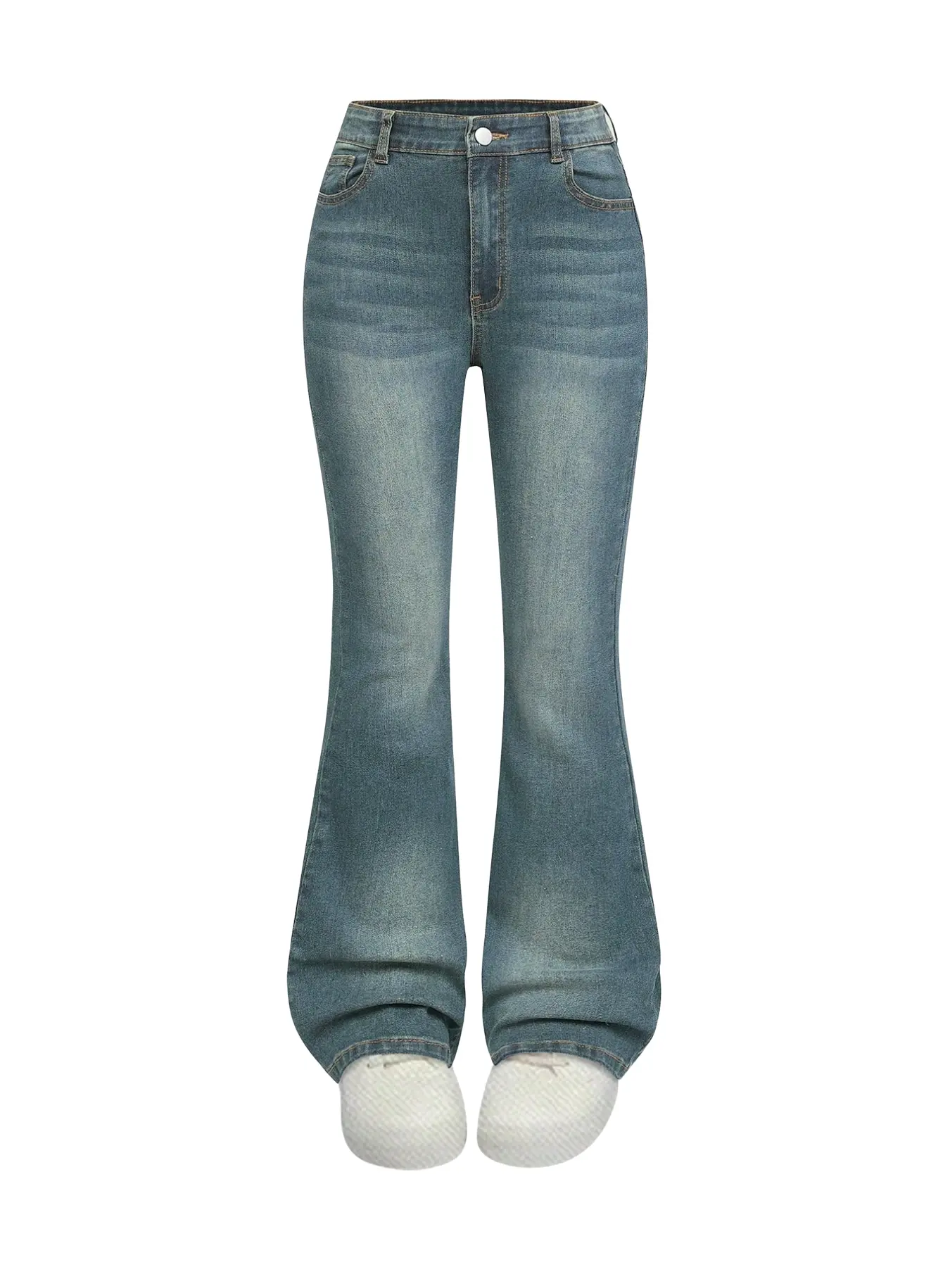 Girls' Fashionable Elastic Bell-Bottom Jeans, Comfortable Washed Solid Color Denim Jeans, Casual Spring Summer Versatile, Light Wash Jeans, Essential Jeans, Basic Plain Jeans, Light Wash Pants, Jeans Bottoms