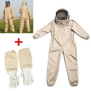 Professional Ventilated Full Body Beekeeping Suit with Gloves Modern White Cotton Polyester Unisex Design for Men Women Garden Outdoor Safety Protector