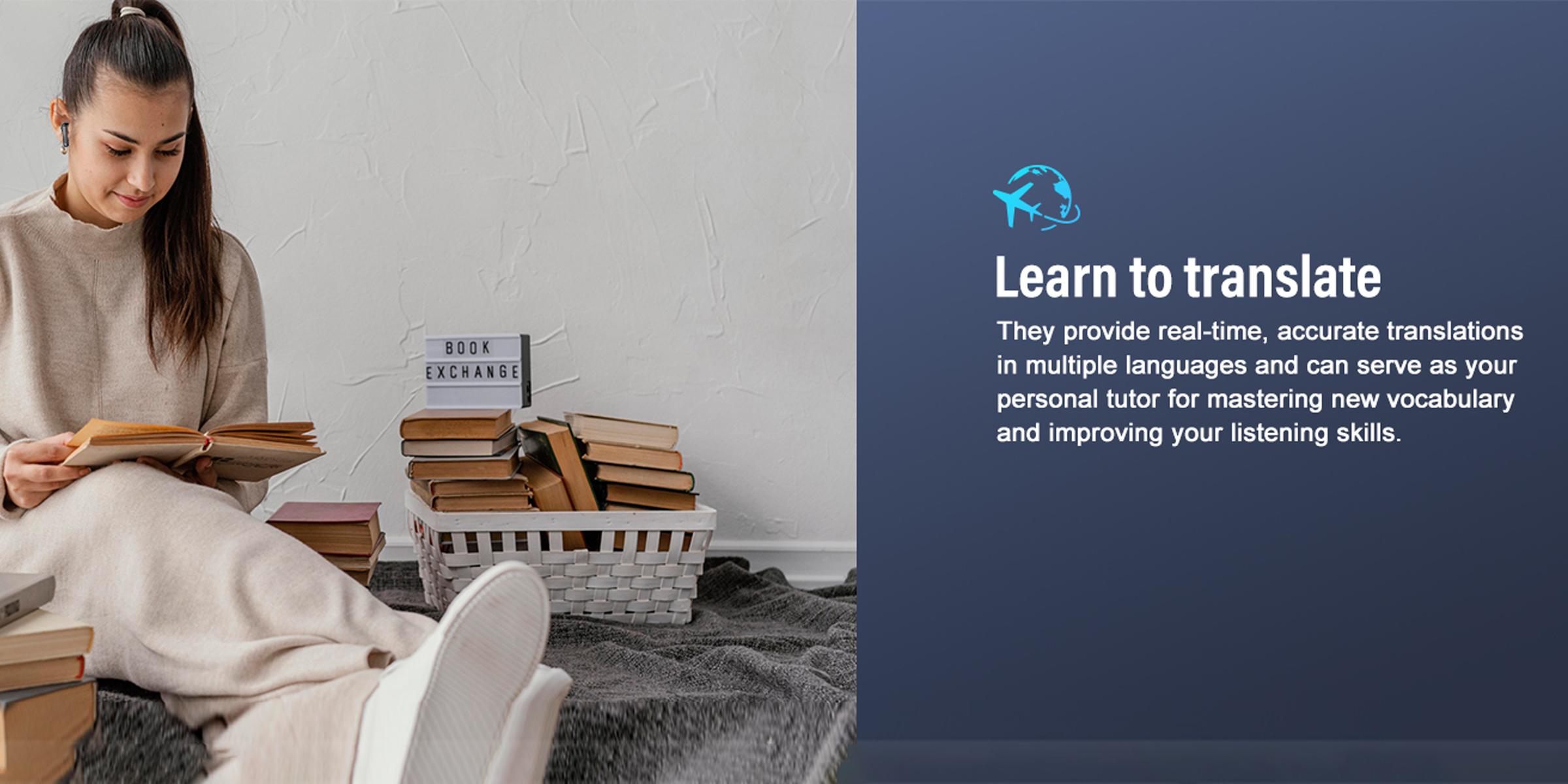 AI Translation Earbuds Real Time 156+ Languages Translator Ear Buds Audifonos Traductores Inglés Español 60H Playtime Wireless Earphones AI Bluetooth Headphones for Travel Meeting Learning Black