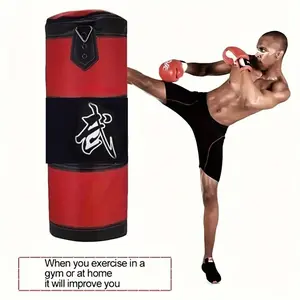 Suitable for Adults, Men, Women, and Children Hanging Punching Bag with Boxing Gloves Chain Wrist Strap Heavy Punching Bag for Training Karate Taekwondo Muay Thai - Unfilled
