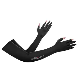 UV Protection Long Fingerless Arm Sleeves for Men Women, Cooling Sun Sleeves, Non-Slip Driving Riding Gloves, Summer Ice Feel Anti-UV Arm Cover