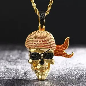Hip-Hop Full-Diamond Three-Dimensional Lion Head Pendant Cuban Chain Necklace, Exaggerated And Bold Full-Diamond Choker Collarbone Chain