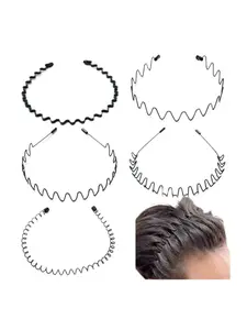 5-Pack Metal Hairbands, Simple Fashion Wave Hair Bands, Wave Design, Invisible Anti-Slip, Suitable for Daily Use, Outdoor, Fixed Hair Accessories