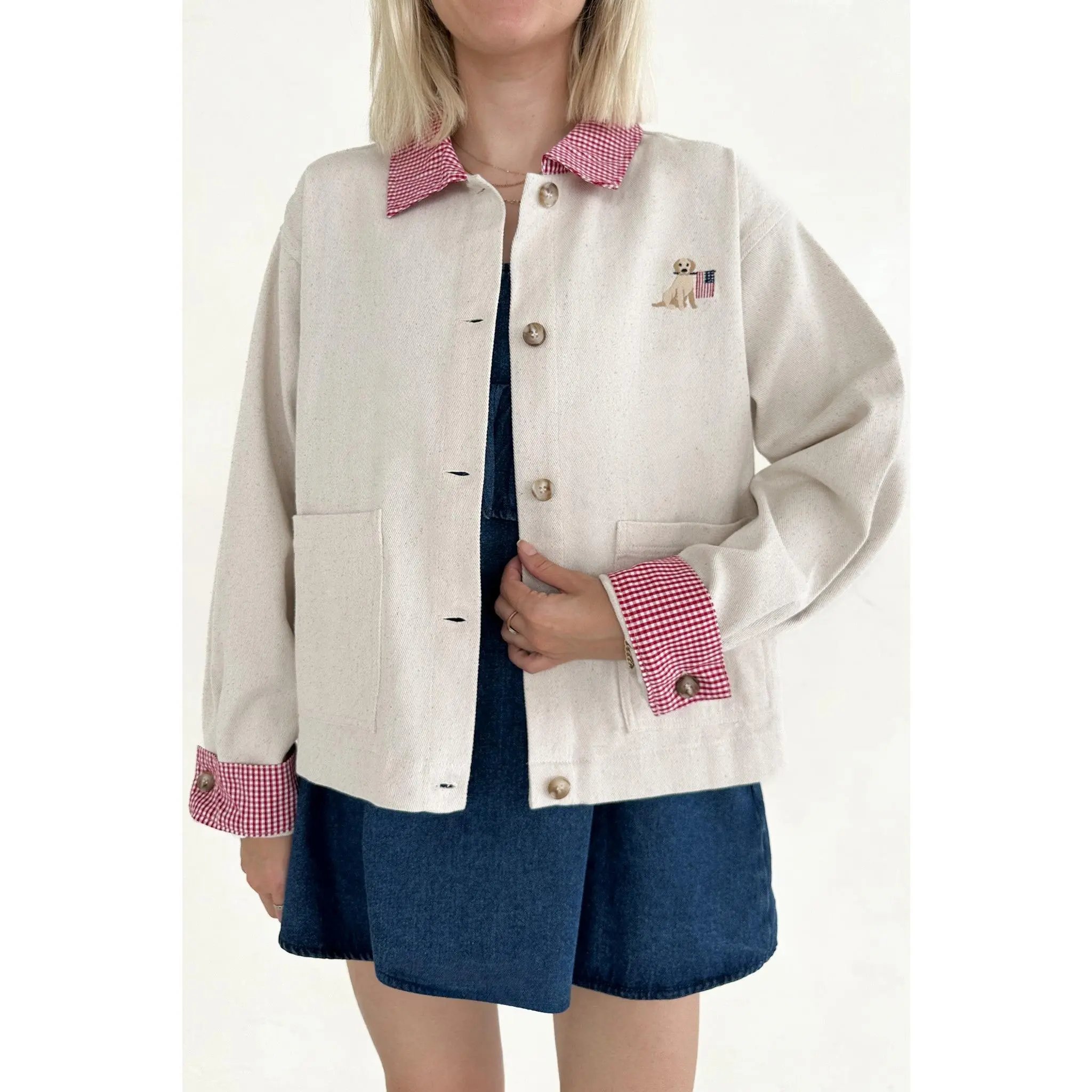 Marley USA With Dog Cotton Gingham Jacket