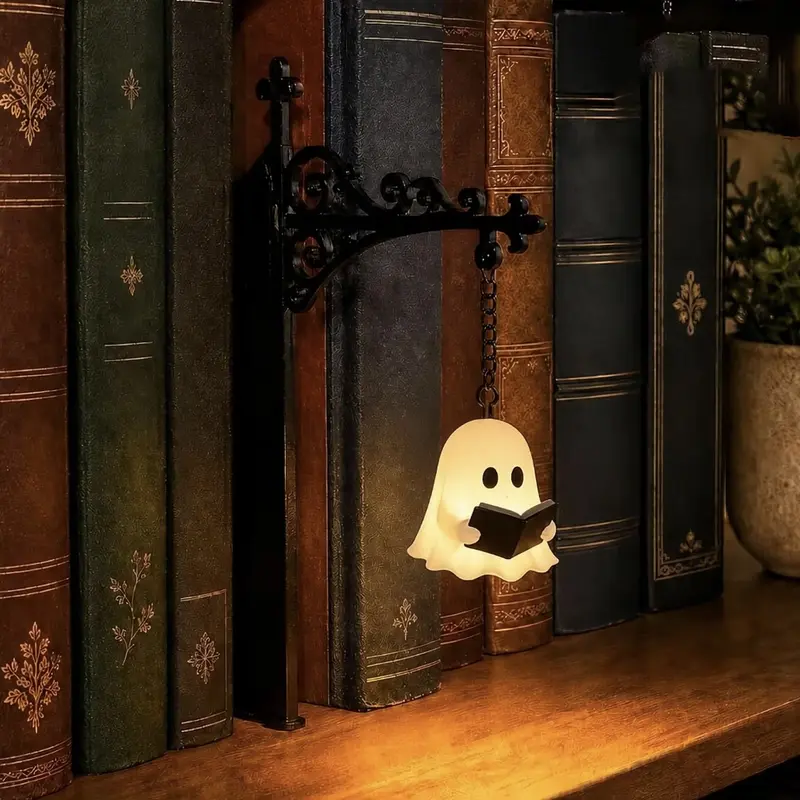 Warm White LED Hanging Bookshelf Lantern - Soothing Soft Glow Lamp for Bedroom Reading Nooks, Library Shelves, Halloween Gift for Book Lovers, Indoor Room Lights Home Decor Supplies