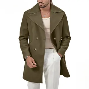 Men's trench coat, spring and autumn men's overcoat, mid-length casual men's jacket
