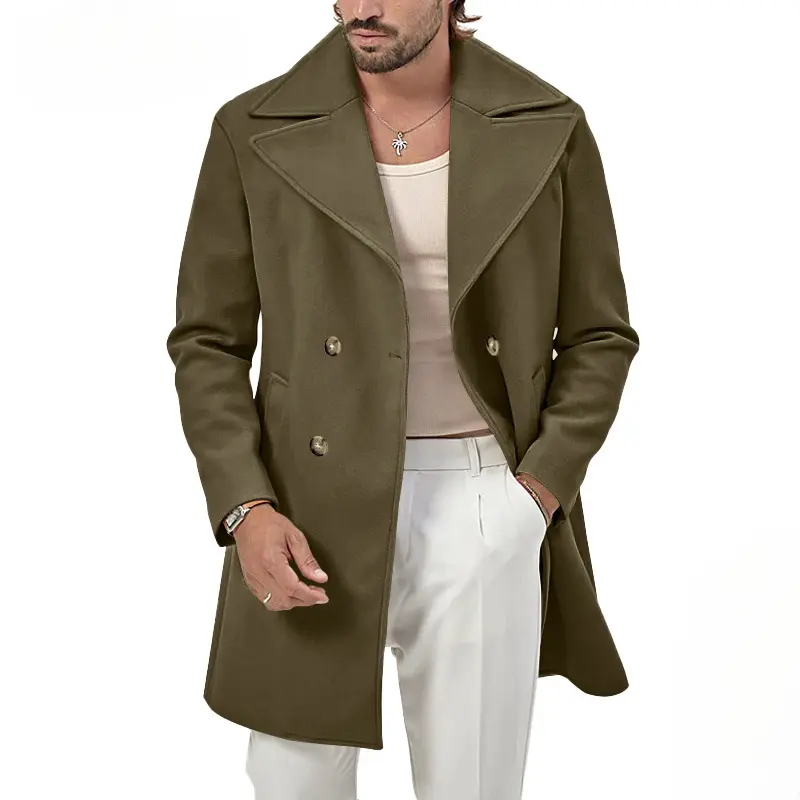 Men's trench coat, spring and autumn men's overcoat, mid-length casual men's jacket