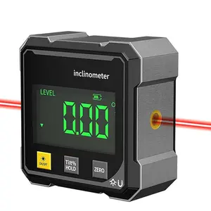 Digital Laser Angle Finder Inclinometer Protractor Tool 4x90° High Accuracy Large LED Display Magnetic Base USB Rechargeable for Woodworking Metalworking Construction DIY