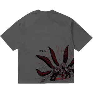 Naruto Nine-Tails Gray Heavyweight Tee 100% Cotton