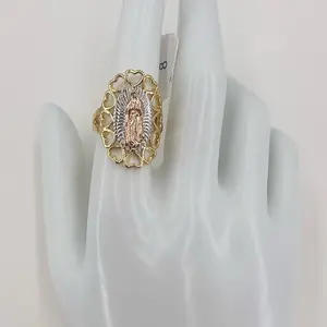 14k Gold Plated Virgin of Guadalupe Ring, 14k Gold Metal Coating Casual Jewelry, Female-Unisex Personalized Jewelry Rings