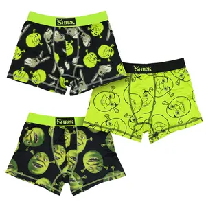 Shrek Boxer Briefs Men's Donkey and Shrek AOP Faces 3 Pack Underwear