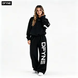 DFYNE Women's Oversized Sports Sweat Suit 2 Piece Hoodie Sweatpants Tracksuit