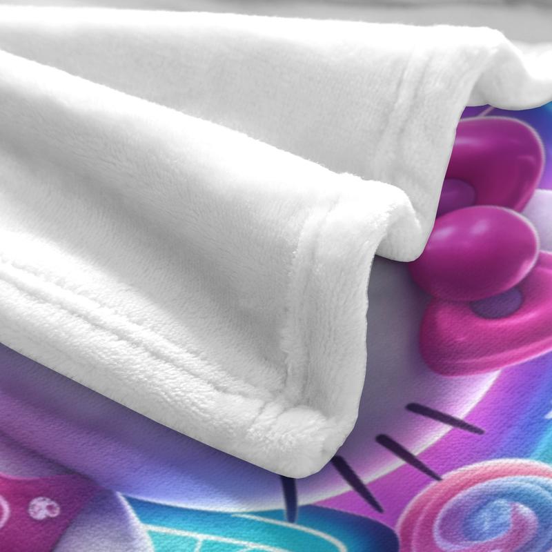 Sanrio Hello Kitty Blanket Soft Cozy Fleece Throw with Rainbow Heart Design for Kids Adults Perfect for All Ages and Versatile Use