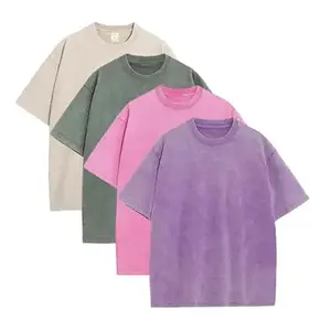 1/4 Pack Oversized Heavyweight Cotton T-Shirts for Men | Vintage Acid Wash Gym Workout Tee Baggy Casual Top