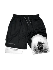 Philippians 4：13 Performance Shorts Summer Double Layer Beach Pants Fitness Training Pant Sports