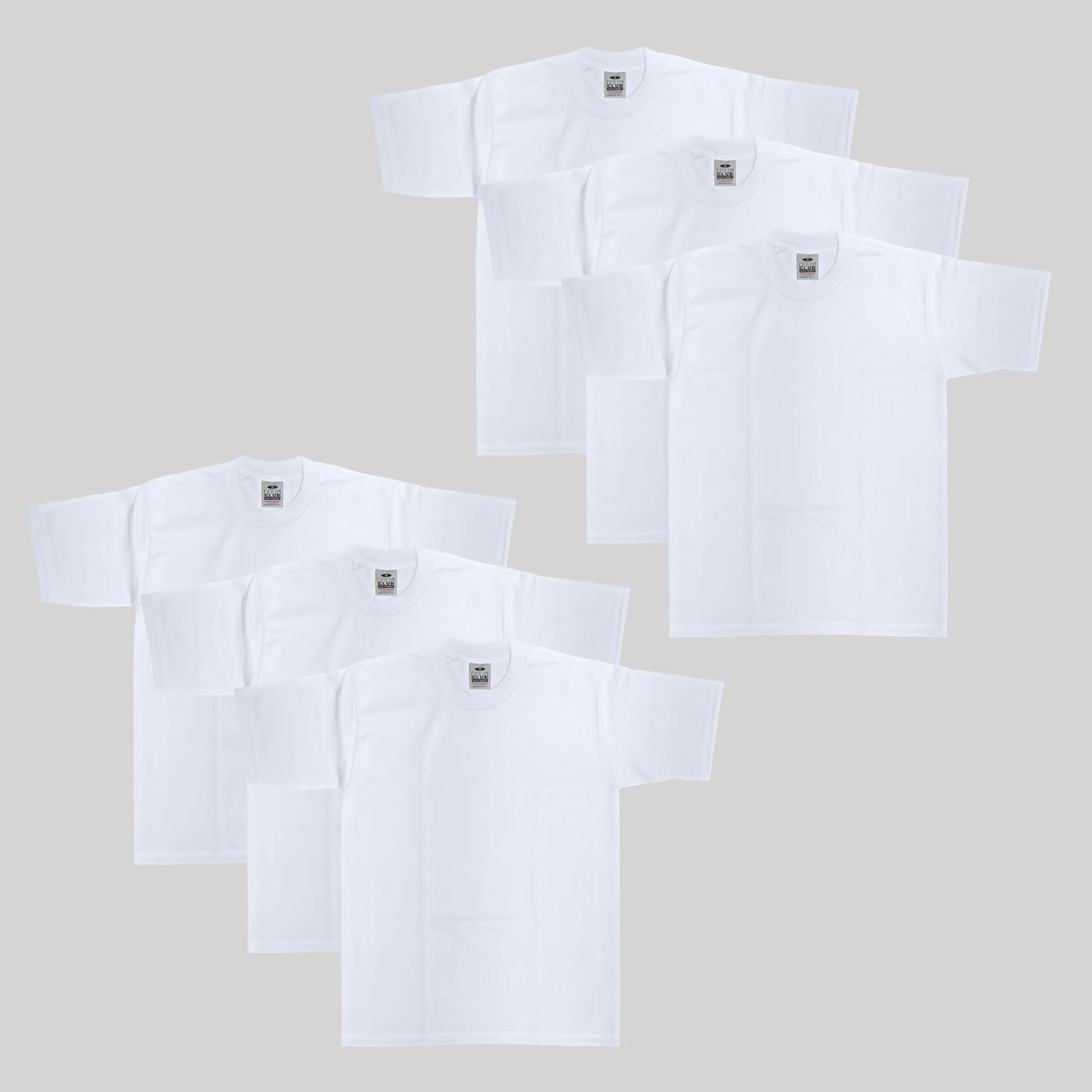 6-Pack Pro Club Men's Heavyweight Cotton Short Sleeve Crew Neck T-Shirt 6-Pack Pro Club Men's Heavyweight Cotton Short Sleeve Crew Neck T-Shirt