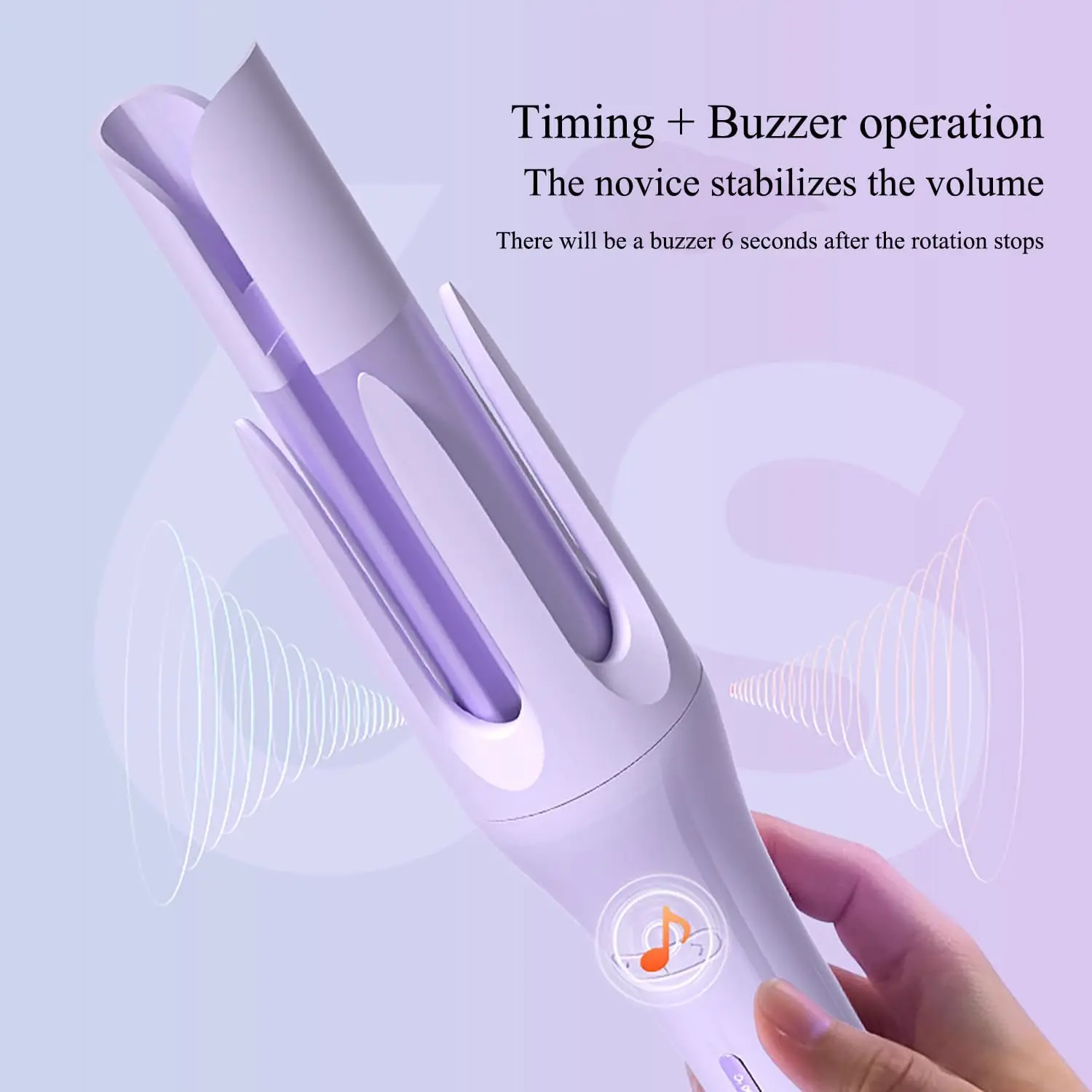 Automatic Hair Curler 3 Temperature & Timer Settings, Auto Shut-Off, Anti-Scald Rotating Curling Wand (Pink)