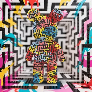 Creative Bear Building Blocks Set, 7250 Pieces, 43cm High Labyrinth Bear DIY Toy for Boys & Girls, Home Decor Gift Idea