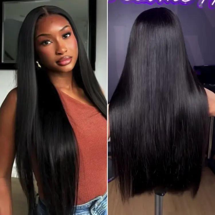 Luvme All Day Comfort Wig Glueless 7x6 Closure Pre Plucked Pre Bleached Pre Cut Melted Lace 180% Density Silky Straight Ready To Go-Come with Left Side Part 250% MyOwn-Fit™ Cap