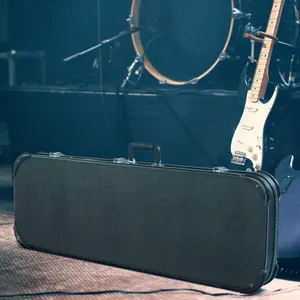 MCH Electric Guitar Square Hard Case with Protective Sleeve Fits ST TL Burning fire 170 Style Electric Guitar Blac