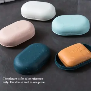 1pc Plastic Oval Soap Box, Travel Soap Container With Lid, Portable Soap Case, Leakproof Soap Holder Box, Sealed Soap Dishes For Travel Camping Gym, Travel Essentials