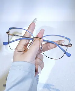 Women's Minimalist Cat Eye Glasses - Matte Frame, Patchwork Design, Stylish for Reading & Screens, Versatile and Comfortable Fit