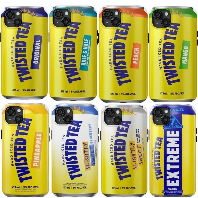 Funny Twisted Tea Original Hard Iced Tea Drink Can Logo Heavy Duty Tough Phone Case Shockproof Drop Protection Durable Hard Cover Aesthetic for iPhone 11 12 13 14 15 16 17 Pro Max Plus