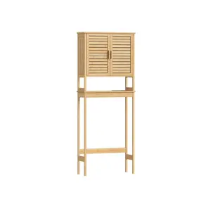 SONGMICS Over The Toilet Storage Cabinet with Charging Station, Bathroom Cabinet with Adjustable Inside Shelf and Bottom Stabilizer Bar, Space-Saving Toilet Rack