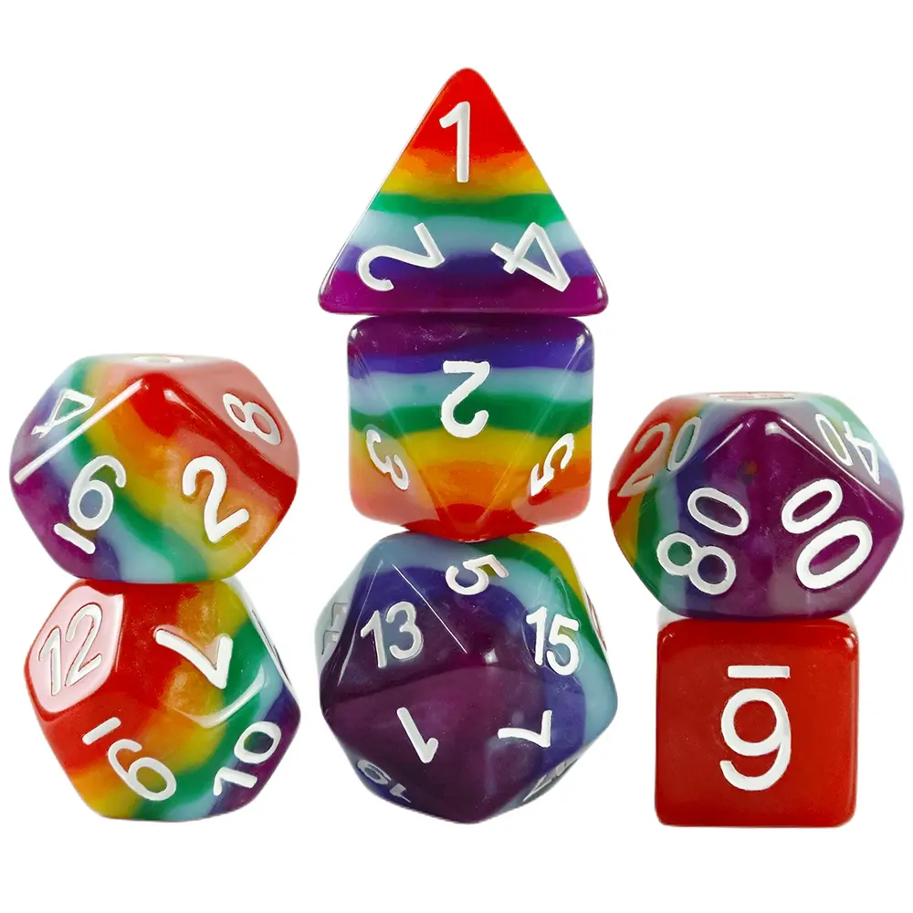 7-Piece Rainbow Dice Set, DND Game Accessories, Perfect for Tabletop Gaming & Role-Playing, Essential for DND Players