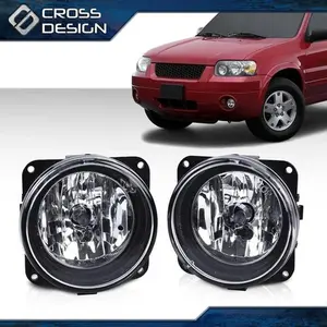 CROSSDESIGN Pair Fog Lights Lamps Clear Lens Bumper Fit For 03-04 Ford Cobra 05-06 Escape