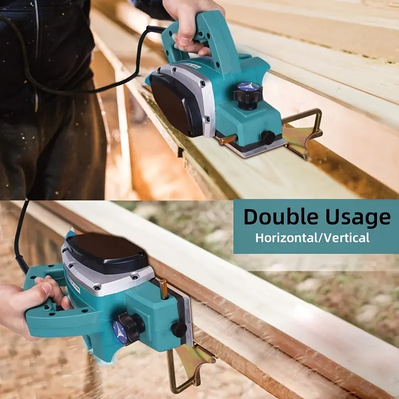 1 Handheld Electric Planer Kit, 110 US Plug, Electric Woodworking Tool, Electric Handheld Planer for DIY Model Of Wood Chamfering, 0-1mm Depth Adjustment, Suitable for Woodworking, Home Furnishing, DIY, Etc