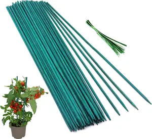 50 count  Sticks Green  Stakes,  Support Garden Stakes for Indoor and Outdoor ,  Sturdy Garden   Sticks, Floral  Stakes for Garden Potted Plants15 Inches