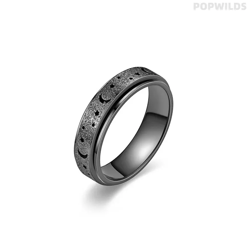 Moon & Star Spinner Ring for Women, Rotating Anti Anxiety Fidget Ring, Hollow Celestial Band Ring, Trendy Stress Relief Jewelry, Minimalist Aesthetic Finger Ring for Daily Wear, Party Outfits, Relaxation, Couples Gift & Fashion Accessories