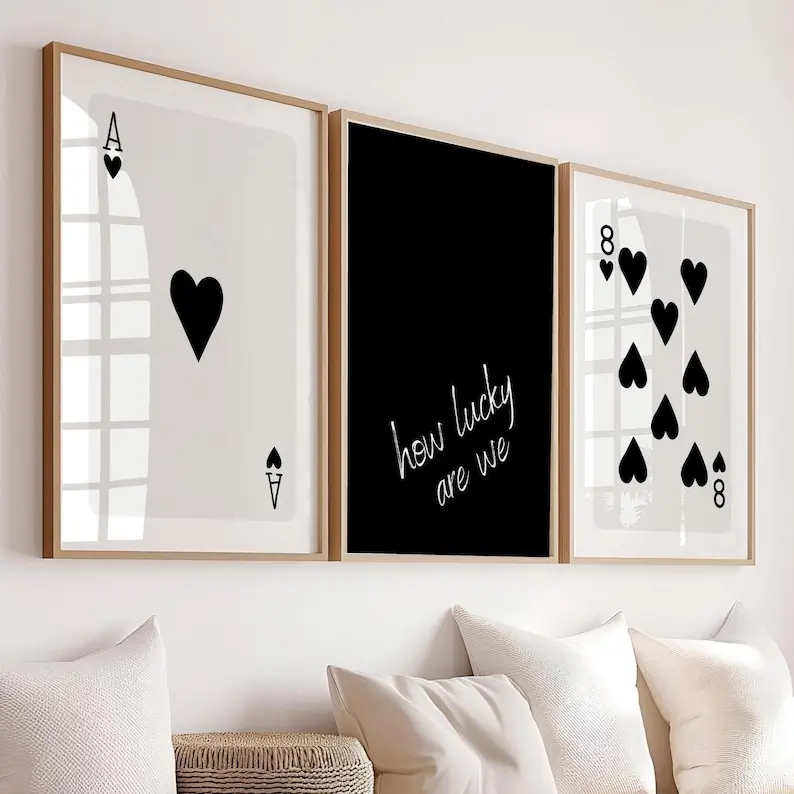 Trendy How Lucky Are We Print Black Trendy Ace of Hearts Print Lucky You Poster Aesthetic Playing Card Poster Preppy y2k Room Décor