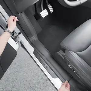 6pcs, for 2026 6-seater Tesla Model YL door sill kick pad, Model Y L front and rear door welcome pedal protection pad, black PU leather, fits left/right-hand drive cars, Car Interior Accessory, Car Accessories