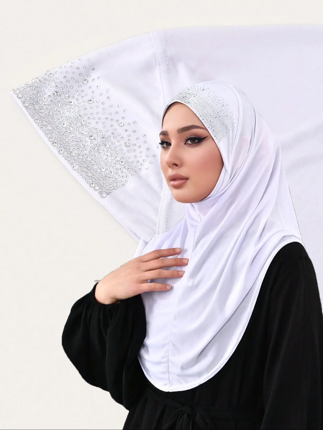 Women's Hijab Turban with Rhinestones, Soft Breathable Stretchy Headscarf, Perfect Gift for Family Friends Holidays